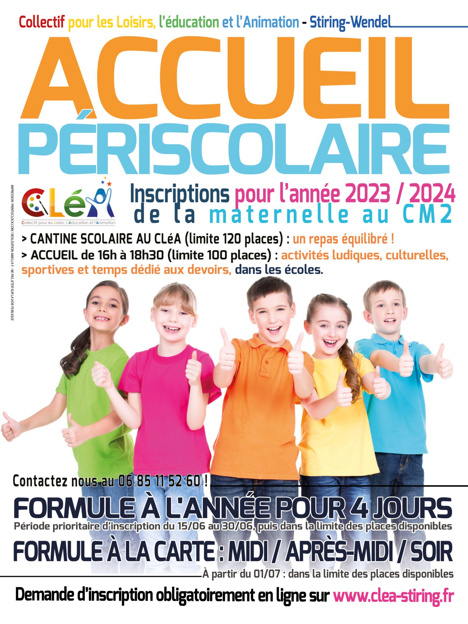 Inscriptions pour l'accueil périscolaire 2023 - 2024 - CLéA - Collectif ...